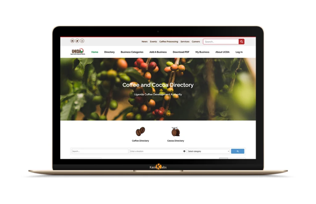 Uganda Coffee Development Directory website by KasiryeLabs