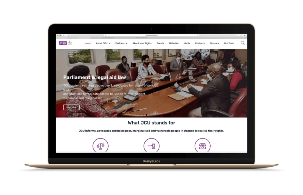 Justice Centres Uganda website by KasiryeLabs